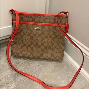 Coach Signature Crossbody File Bag - Orange